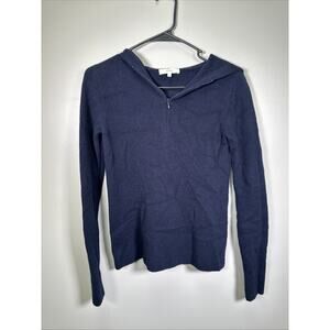 VINCE Sweater 1/4 Zip Womens XS Wool Cashmere Blend Hooded Old‎ Money Academia